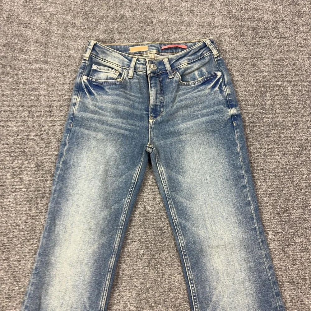 Anthropolgie Pilcro Jeans 26 Blue Light Wash Mid Rise Bootcut Stretch Distressed